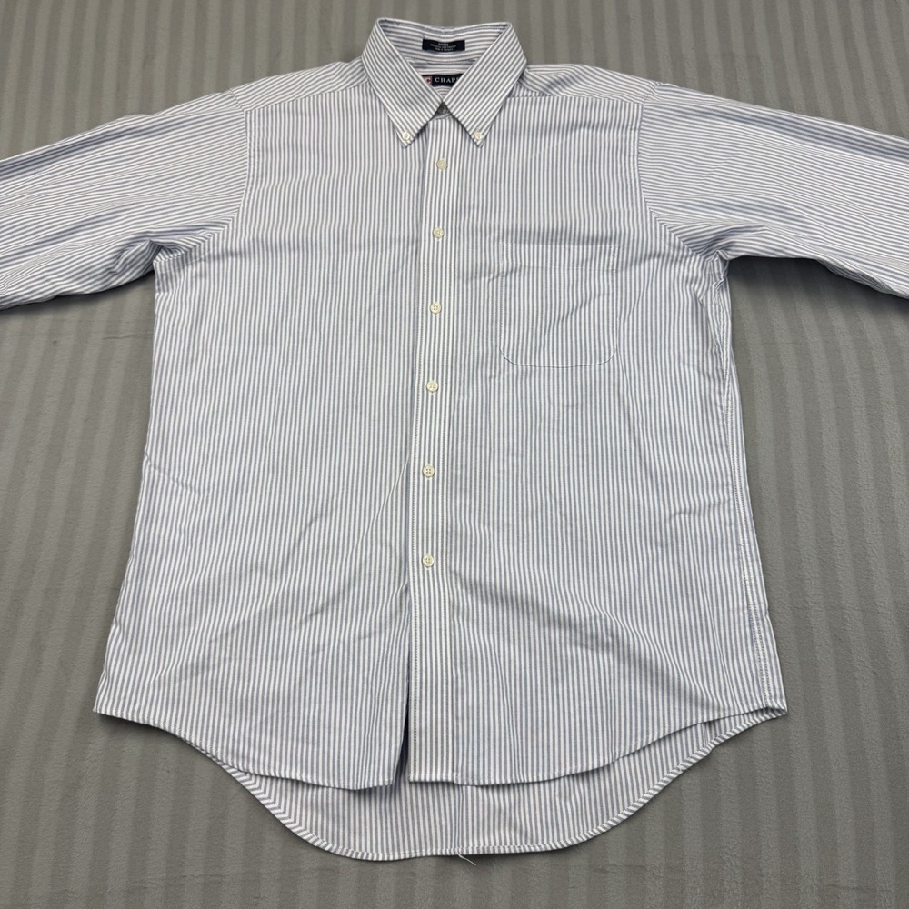 Chaps Mens Size Large Blue Striped Shirt Long Sleeve Button Up